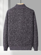 Easy And Casual Men'S Thick Knitted Cardigan, Autumn And Winter Stand Collar Zipper Top Classic Basic Style with Practical Double-Sided Pockets, Basic Style for Daily Wear of Young And Middle-Aged People - Dark Gray