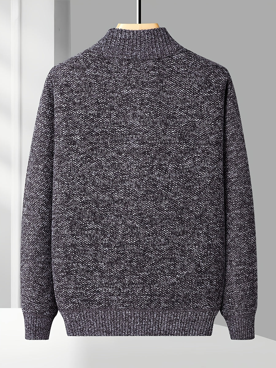 Easy And Casual Men'S Thick Knitted Cardigan, Autumn And Winter Stand Collar Zipper Top Classic Basic Style with Practical Double-Sided Pockets, Basic Style for Daily Wear of Young And Middle-Aged People - Dark Gray