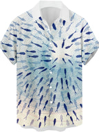 Vintage Abstract Art Fish Pattern 3D Print Men's Fashion Casual Shirt,  Hip-Hop Rock Streetwear Men's Summer Apparel Hawaiian Shirt - Multicolor