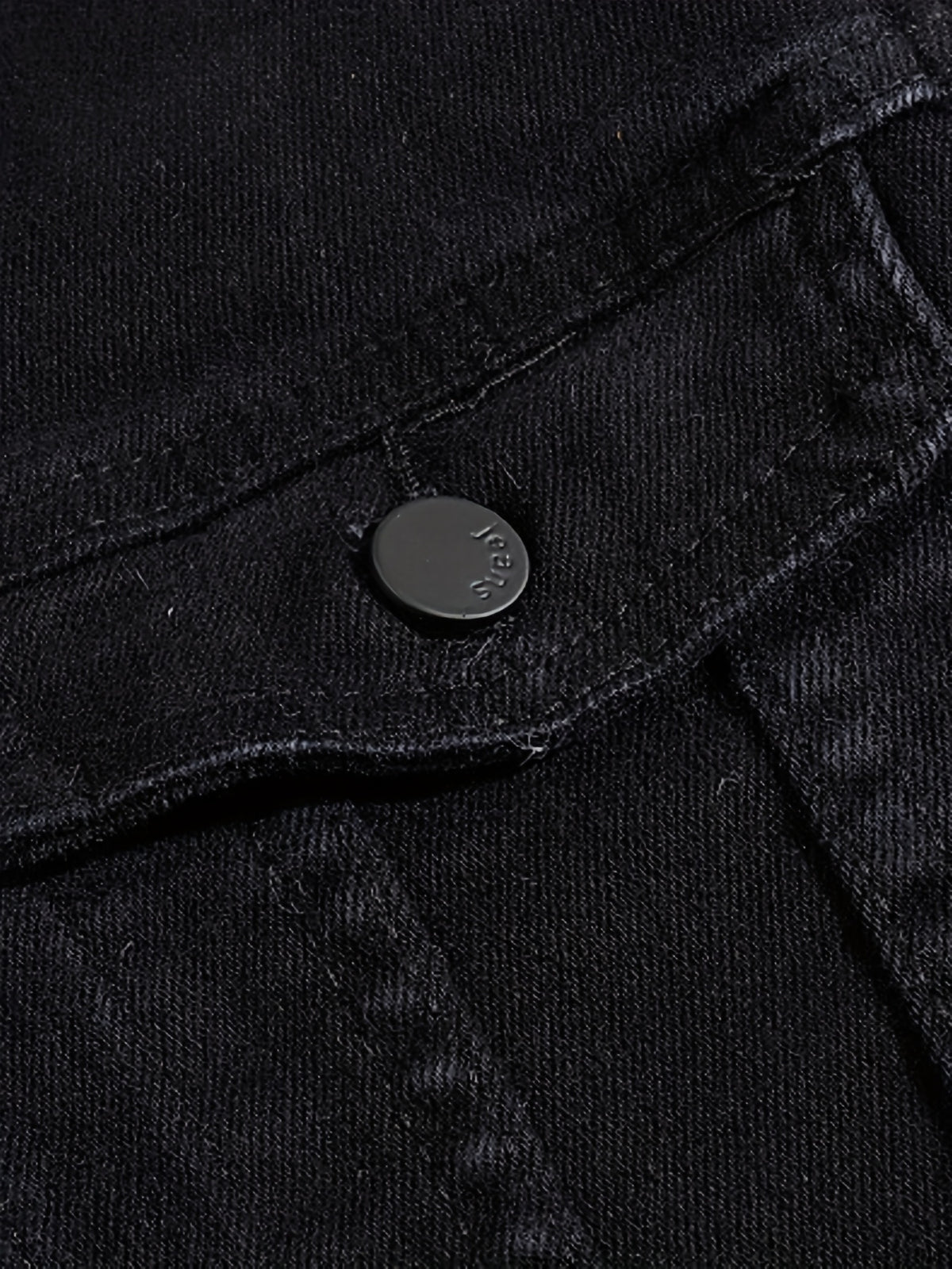 Men'S Denim Jacket, Trendy Men'S Long Sleeve Denim Jacket, Men'S Washed Denim Jacket, Casual Denim Jacket - Black