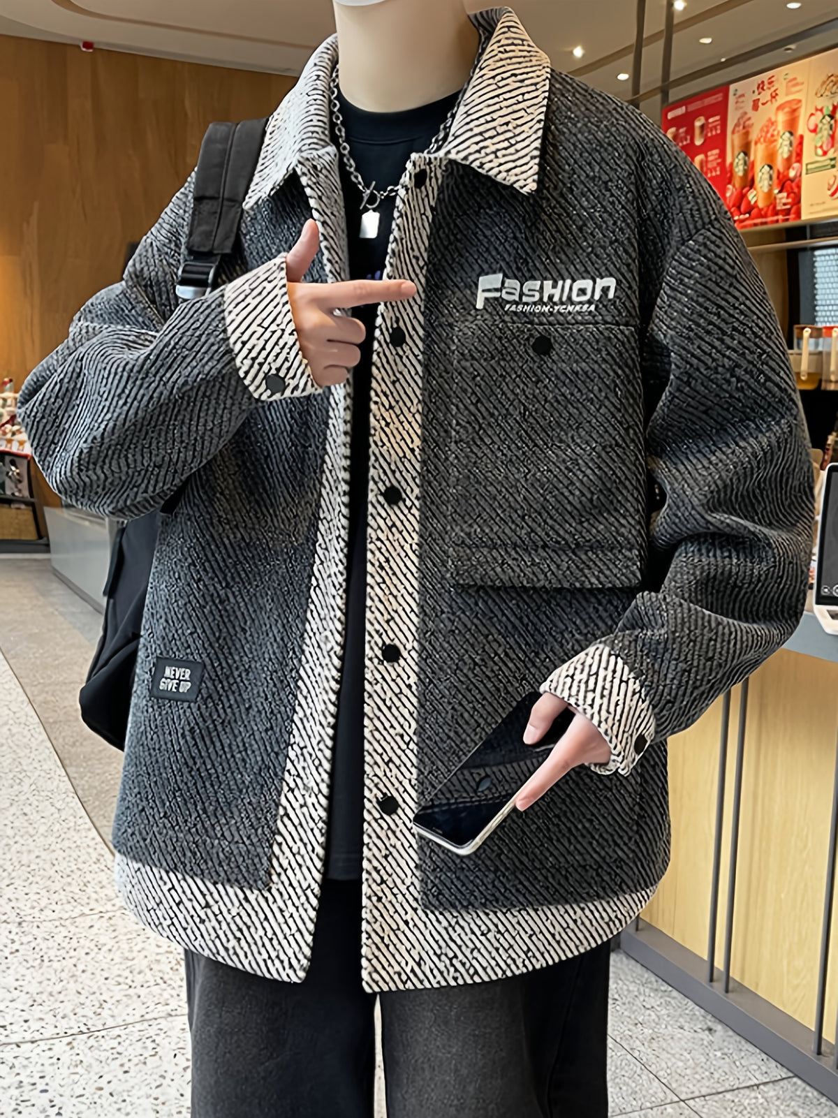 2026 Spring New Men'S Casual Lapel Jacket, Long-Sleeve Trendy Coat for Young Men - C1 Gray
