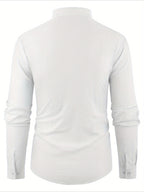 Men'S Casual Shirt Spring Summer Solid Color Dress Shirt Stand Collar Casual Lightweight Shirt Men'S Top - White