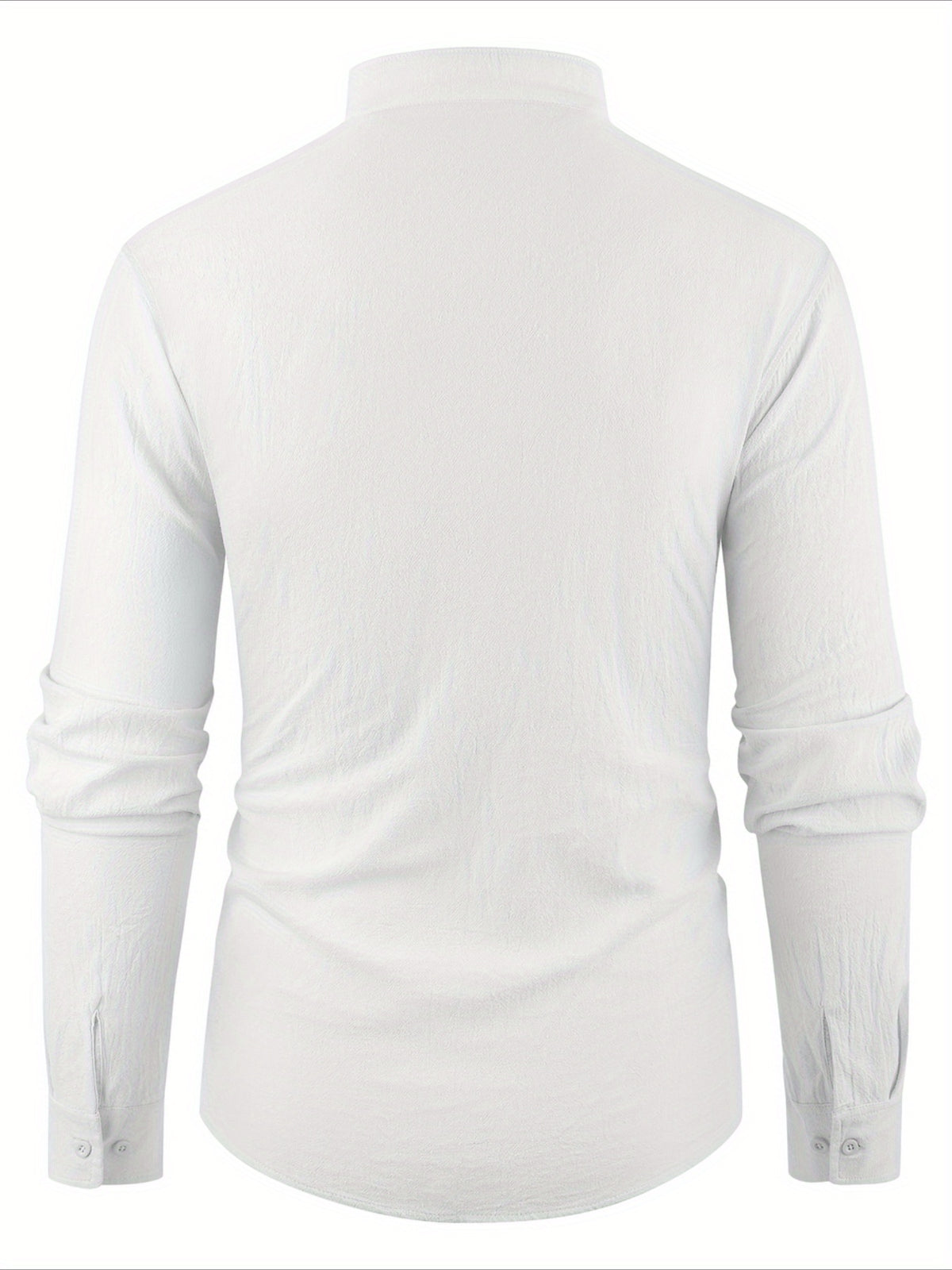 Men'S Casual Shirt Spring Summer Solid Color Dress Shirt Stand Collar Casual Lightweight Shirt Men'S Top - White