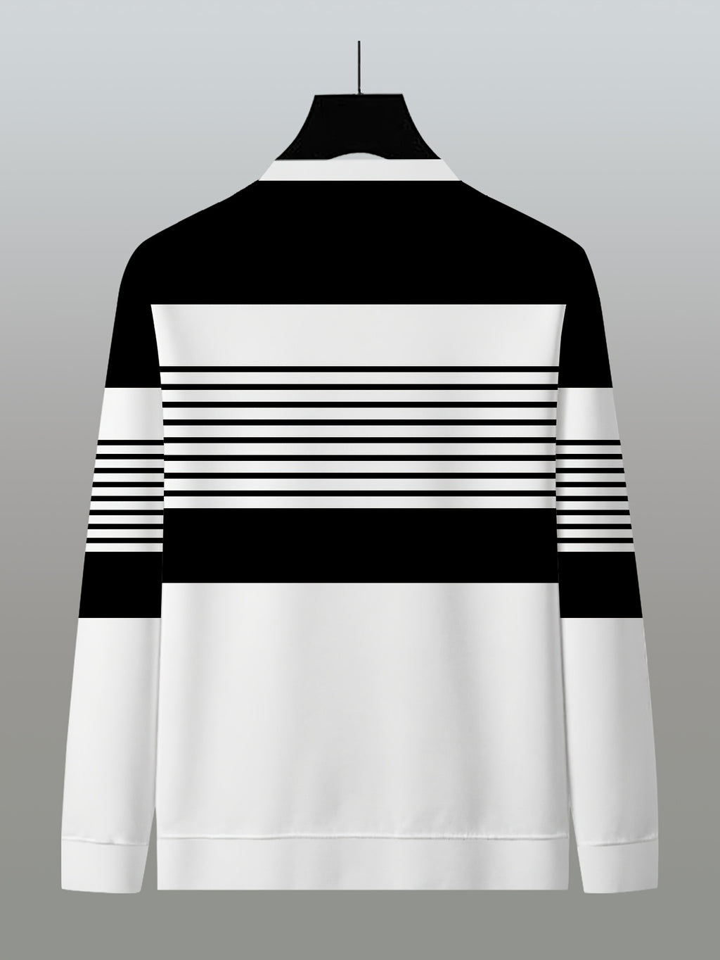 Men's Fashion Long-Sleeve Top with Intersecting Black and White Stripes, Simple and Stylish, Suitable for Daily Casual, Parties, Outdoors, Streetwear, and Fitness - Mixed colors