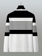 Men's Fashion Long-Sleeve Top with Intersecting Black and White Stripes, Simple and Stylish, Suitable for Daily Casual, Parties, Outdoors, Streetwear, and Fitness - Mixed colors