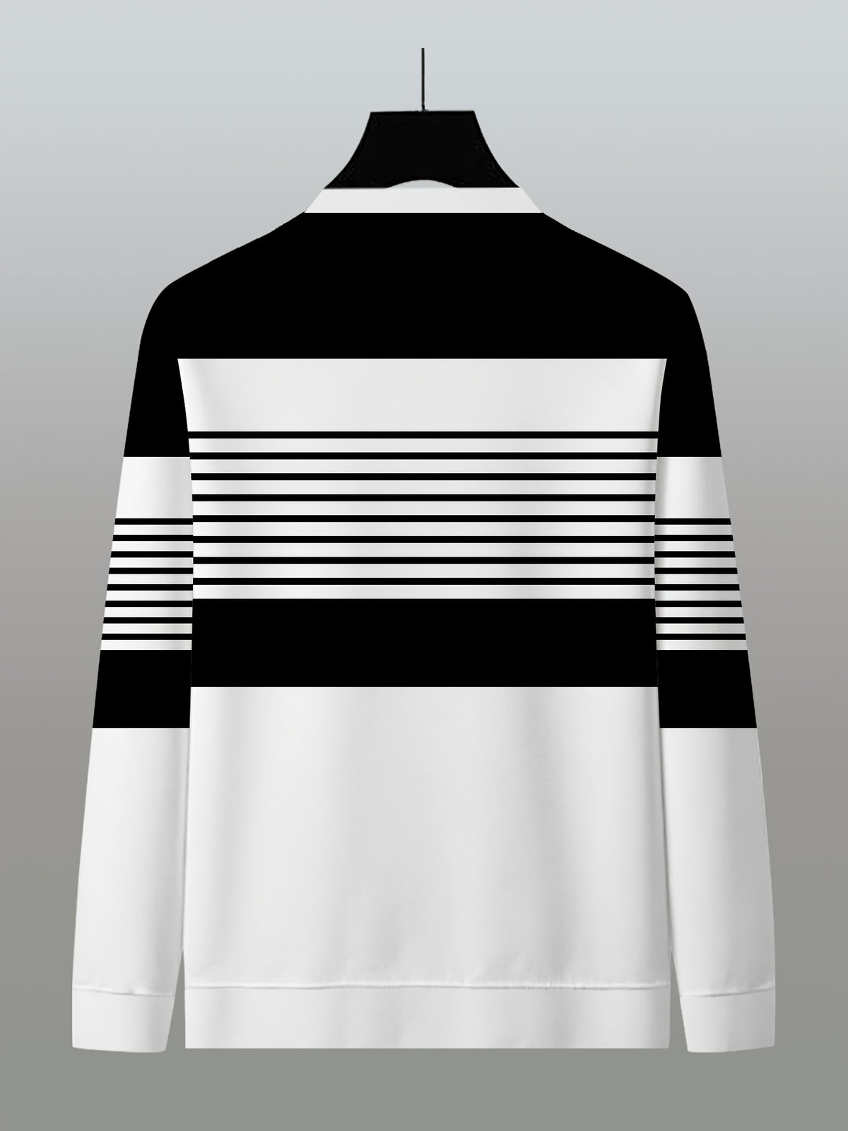 Men's Fashion Long-Sleeve Top with Intersecting Black and White Stripes, Simple and Stylish, Suitable for Daily Casual, Parties, Outdoors, Streetwear, and Fitness - Mixed colors
