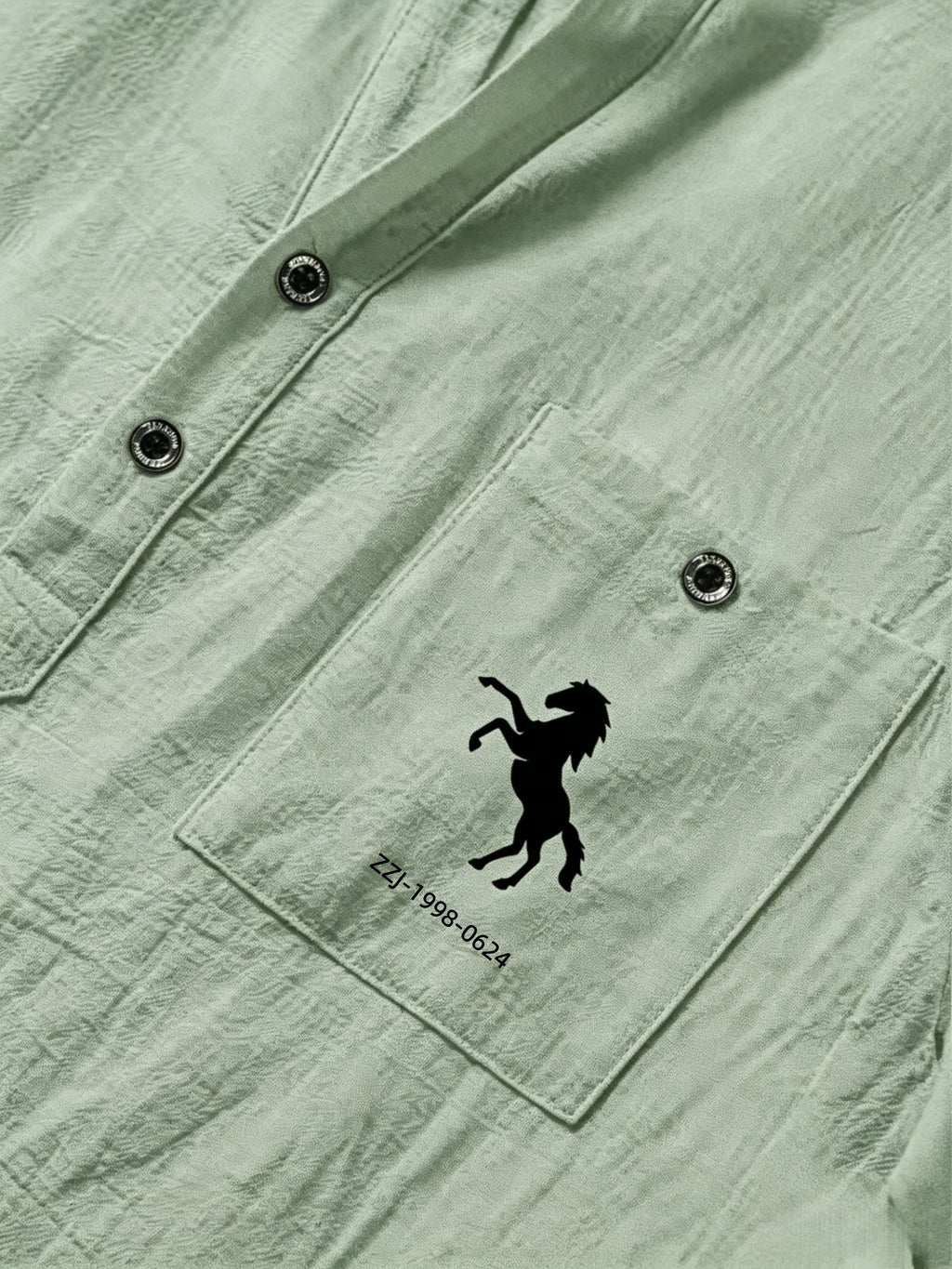[Shule Shui OBM]New Men's Casual Henley Shirt Suitable for Parties and Dates - Olive Green