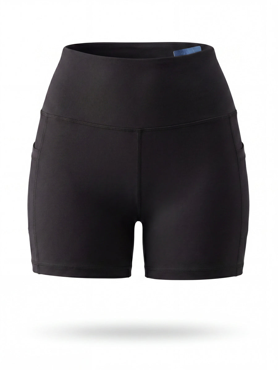 Summer Fashion Women's High-Waist 3-Inch Shorts with Pockets, Moisture-Wicking Summer Style - Anti-See-Through, Tummy Control, Non-Slip Waistband - Black