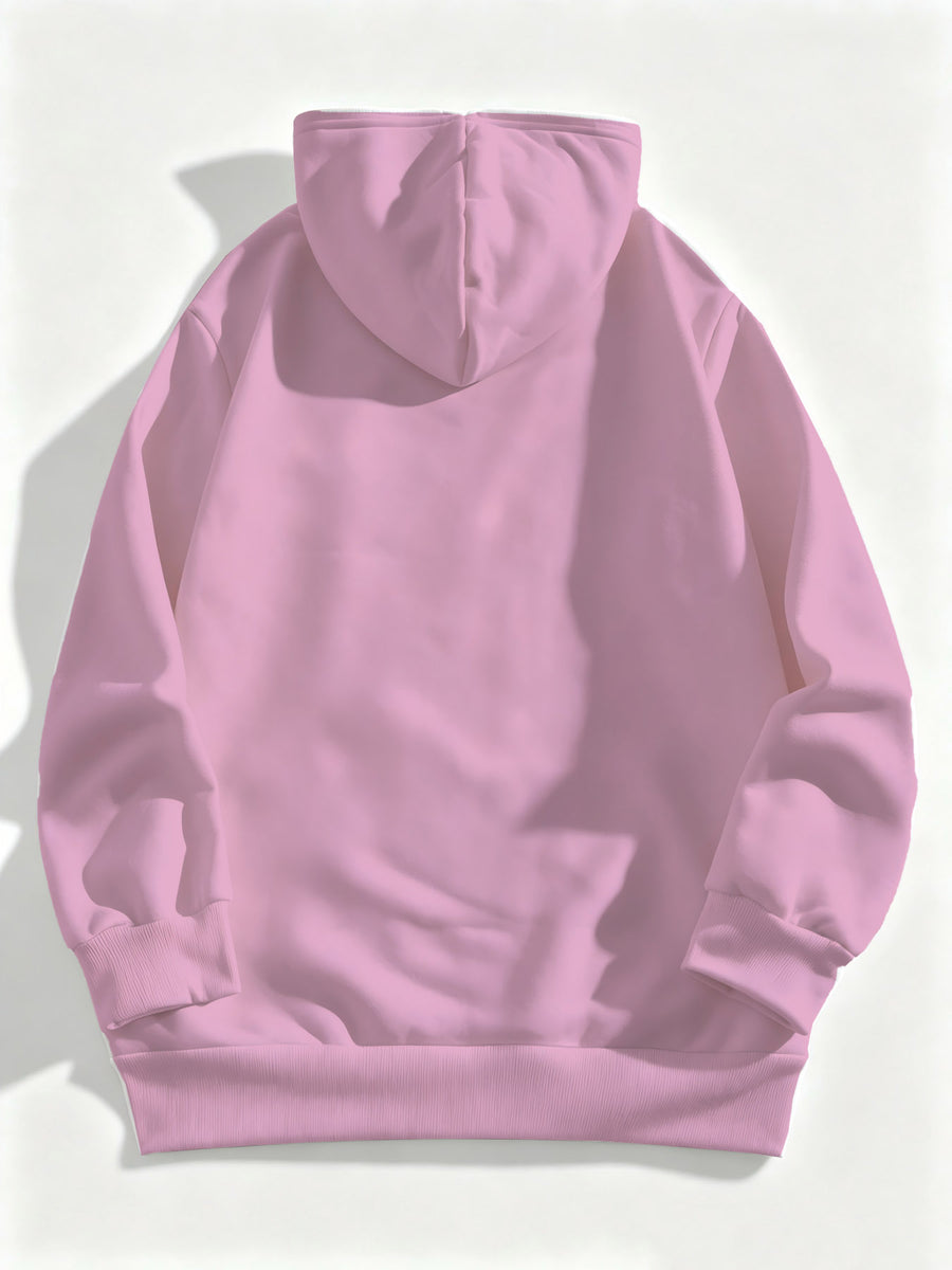 New Men'S Solid Color Autumn Winter Casual Athletic Top Men'S Hooded Zipper Sweatshirt - Pink Color