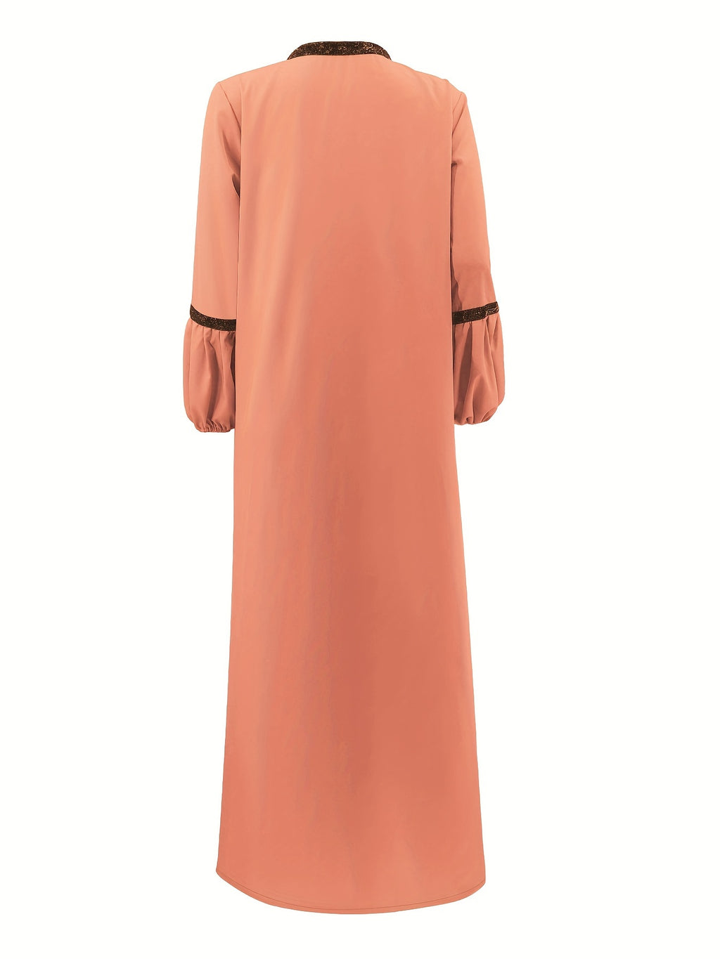 Women'S Middle Eastern Muslim Solid Color Vest Dress + Coat Two-Piece Set - Coral