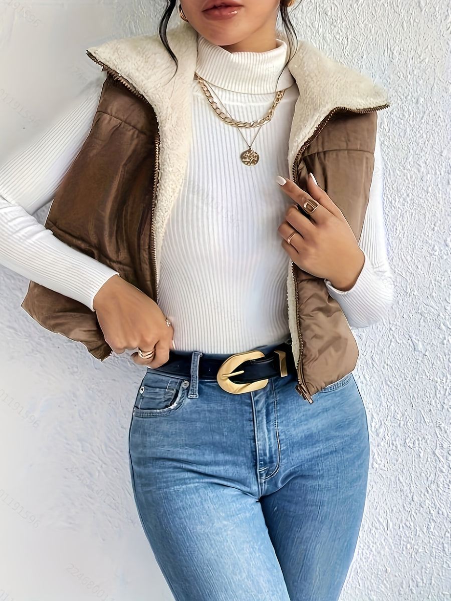Fashionable Trendy Women'S Vest - Dark Brown
