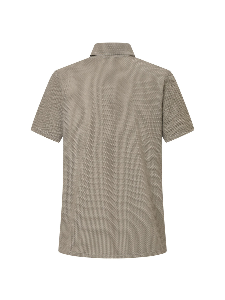 Classic Solid Color Short-Sleeve Men'S Polo Shirt, Home Casual Shirt - Khaki