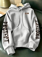 Limited-Time Special Offer: Single-pc Unisex Black Knitted Hooded Sweatshirt with Anime Boy Portrait Graffiti and English Print, Trendy Cool Anime-Style Loose Drop-Shoulder Hoodie for Spring/Autumn, Casual Wear for Outings and Gatherings - Light Grey