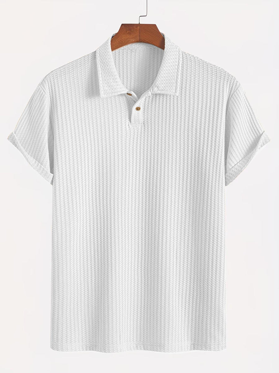 Thin and Breathable Men's Business Polo Shirt, Short Sleeve, Golf Sport, Simple Solid Color Design, Durable and Versatile for Daily Casual Wear, Men's Summer Short Sleeve - White