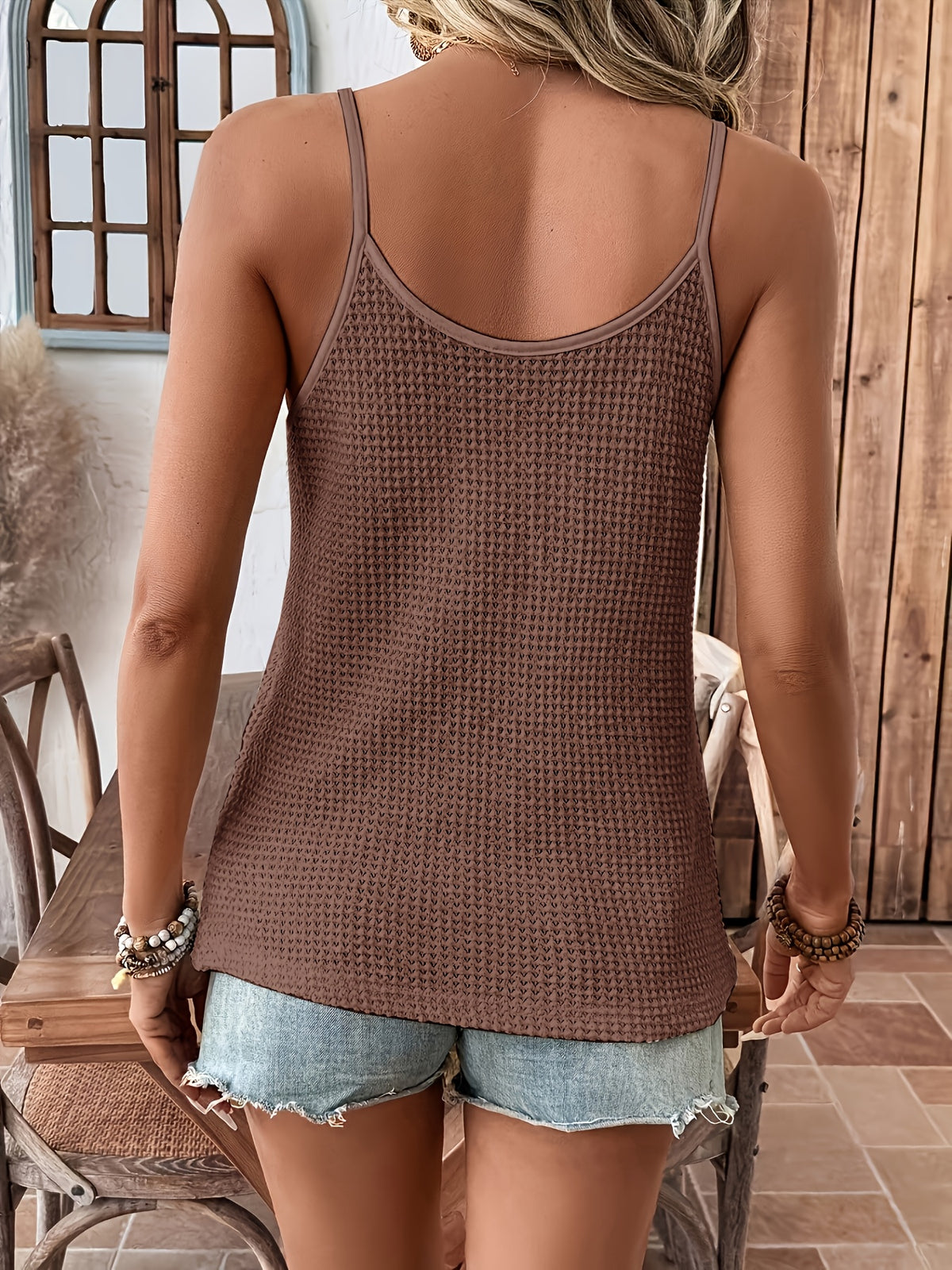 Women's Casual Fashion Tank Top - Coffee Brown
