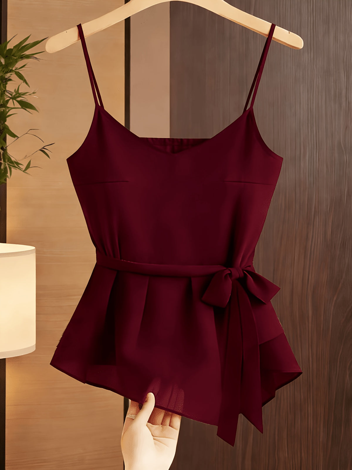 New Style Women's Strappy Camisole Vest, Versatile Summer Body-Conforming Base Layer, Elegant Ladies' Inner Top - Deep Red
