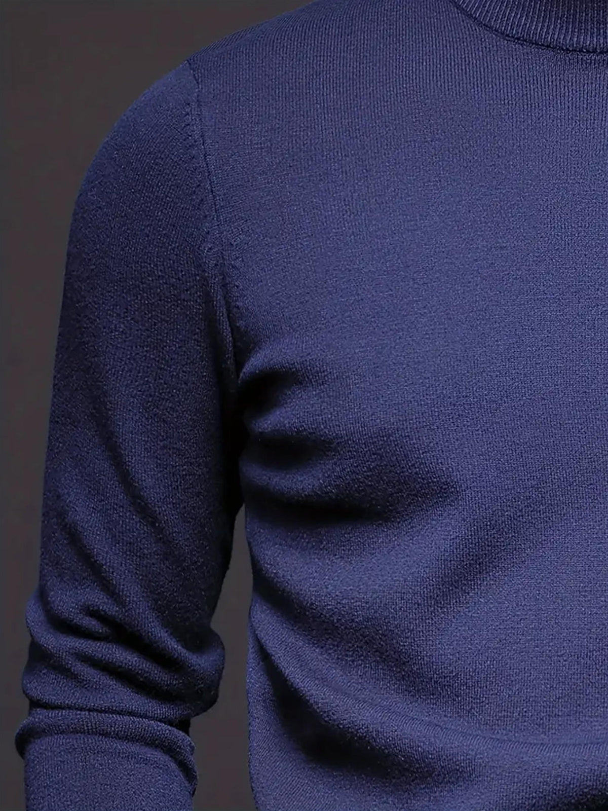3pcs Men'S Round Neck Sweater Autumn Winter Knitwear Multi-Pc Solid Color Pullover Base Layer Sweater - Navy Blue + Black + Military Blue