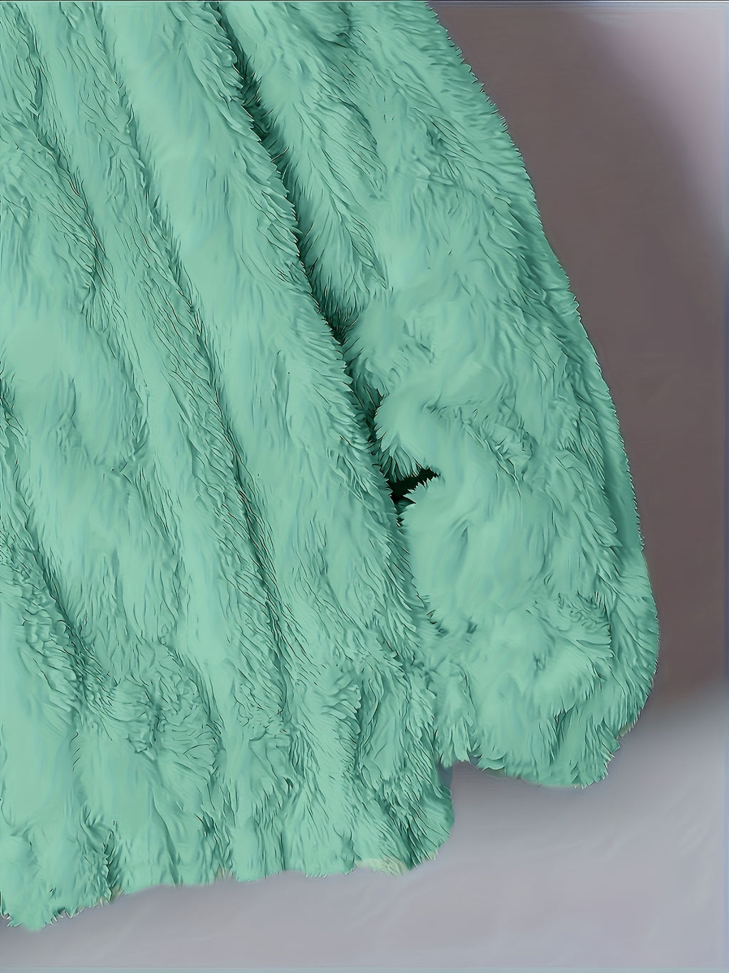 Plus Size - Autumn Winter Warm Thick Fleece Hooded Sweatshirt, Loose Casual Jacket, Coral Fleece Material, Plus Size Women'S Jacket/Winter Coat, Plus Size Women'S Outerwear, Elegant Women'S Shawl - Light Green