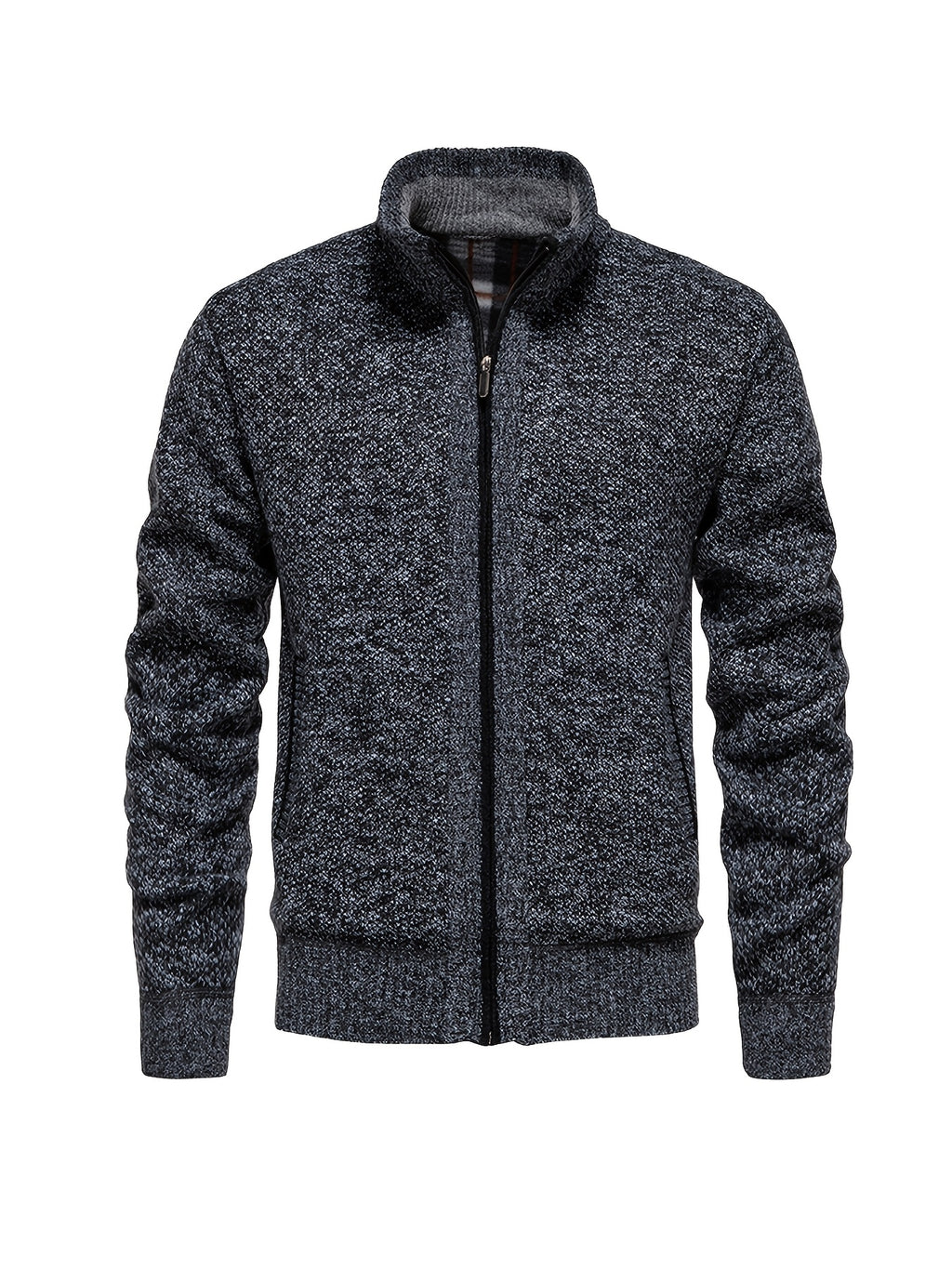 Men's Autumn and Winter Mixed Color Knitted Sweater, Comfortable and Warm, Very Durable Knitted Texture Sweater Jacket, Casual Style, Versatile for Daily Commuting Winter Clothes for Men - Dark Gray