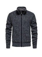 Men's Autumn and Winter Mixed Color Knitted Sweater, Comfortable and Warm, Very Durable Knitted Texture Sweater Jacket, Casual Style, Versatile for Daily Commuting Winter Clothes for Men - Dark Gray