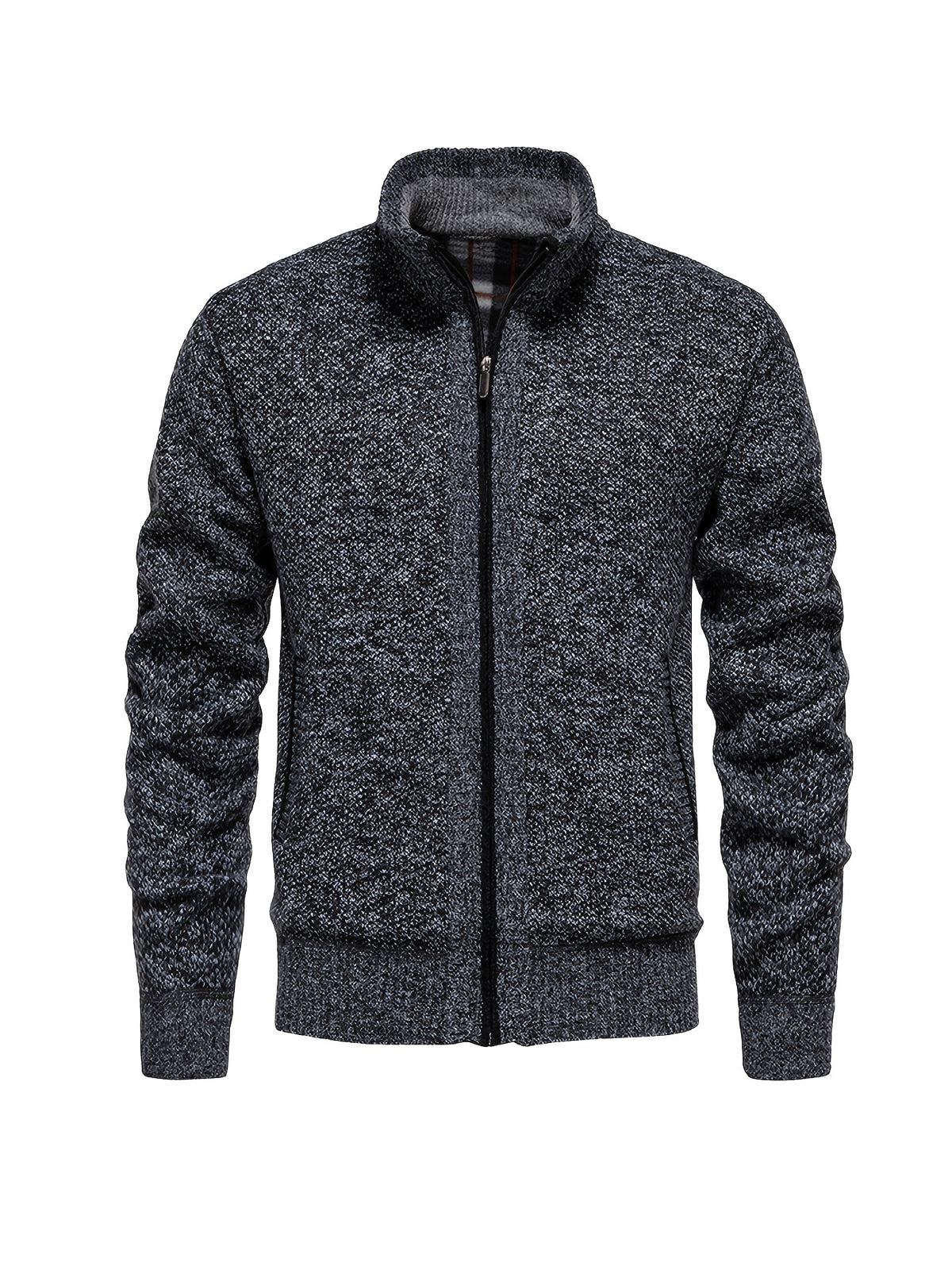 Men's Autumn and Winter Mixed Color Knitted Sweater, Comfortable and Warm, Very Durable Knitted Texture Sweater Jacket, Casual Style, Versatile for Daily Commuting Winter Clothes for Men - Dark Gray