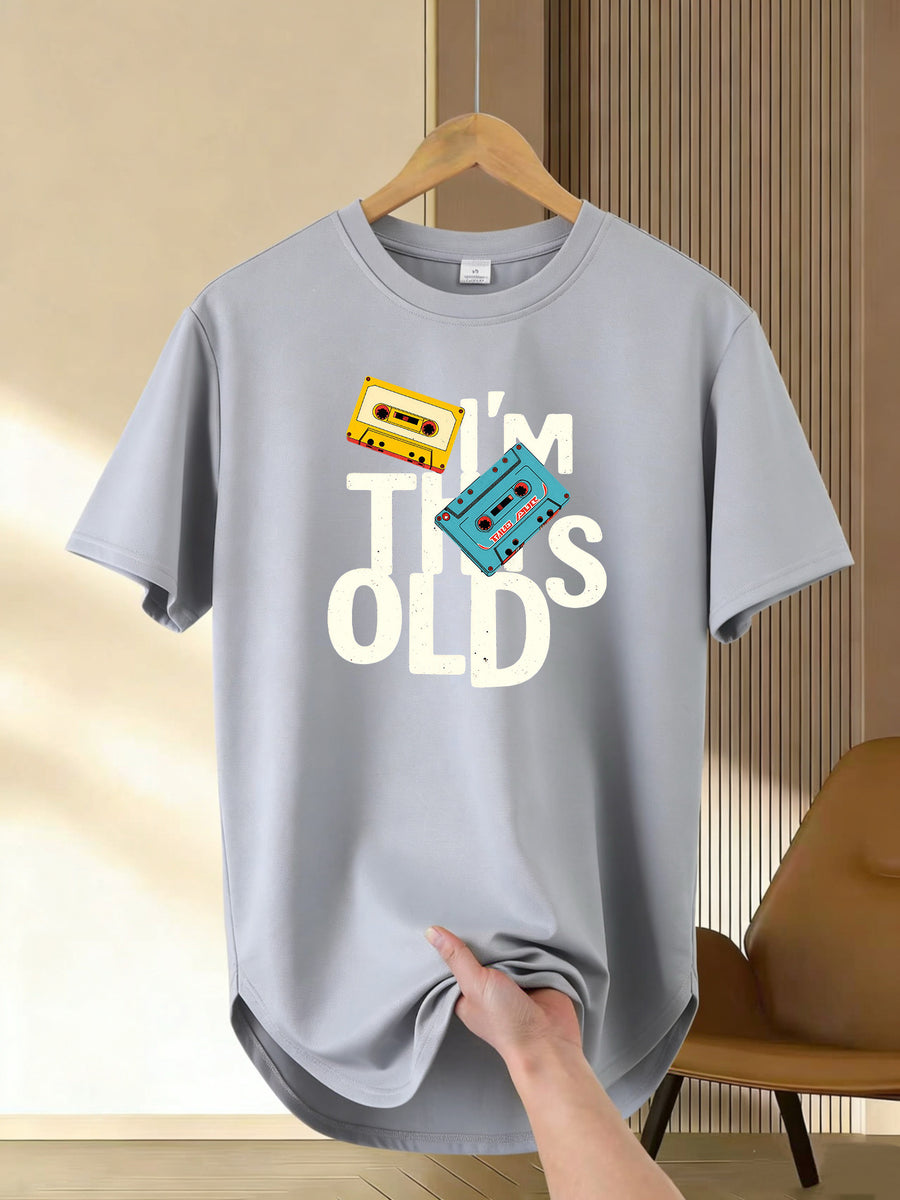 Men'S Longline T-Shirt with Trendy Street Style, Soft And Breathable, 100% Polyester, Bold Colorful Printed Design, Crew Neck, Short-Sleeve Summer Shirt, T-Shirt - Grey