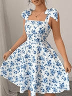 Fashionable and Elegant Short Floral Print Wrap Dress for Women 619 - Multicolor
