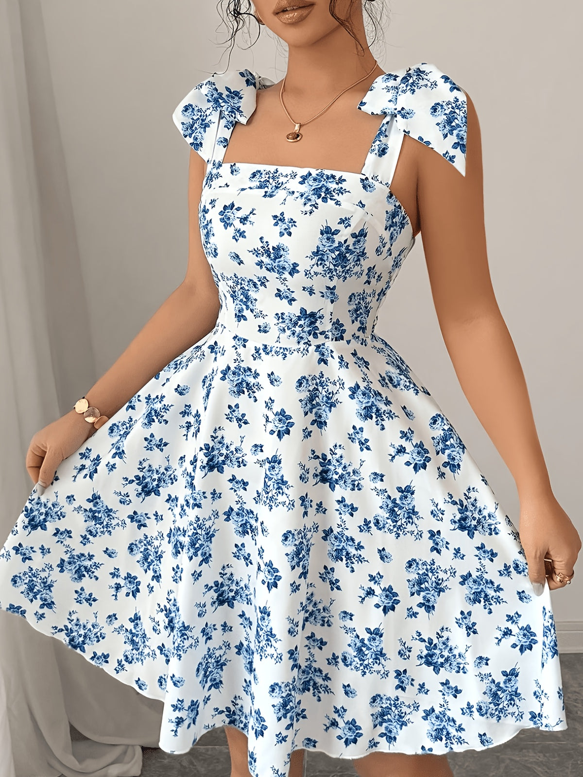 Fashionable and Elegant Short Floral Print Wrap Dress for Women 619 - Multicolor