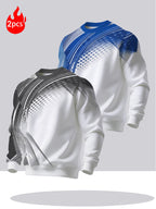 2pcs Men's Crew Neck Sweatshirt - Casual Printed Top, Outdoor Leisure Crew Neck Sweatshirt, Basic Versatile Style with Print - Mixed colors