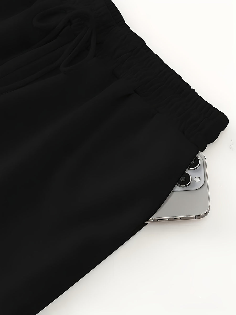 Autumn And Winter Fashion Casual Women'S Fleece Trousers, Monochrome Tunic Trousers, Casual Loose Sweatpants, Women'S Fashion - Black