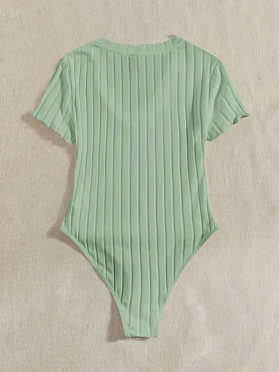 Lettuce Border Ribbed Bodycon Dress - Matcha Color