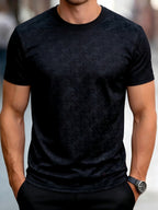 [Printed Design – Not Textured] Premium Jacquard Men'S Summer Round Neck Short Sleeve, Business Casual Top, 1pc Charming Gift 1pc Perfect Present - Mixed colors