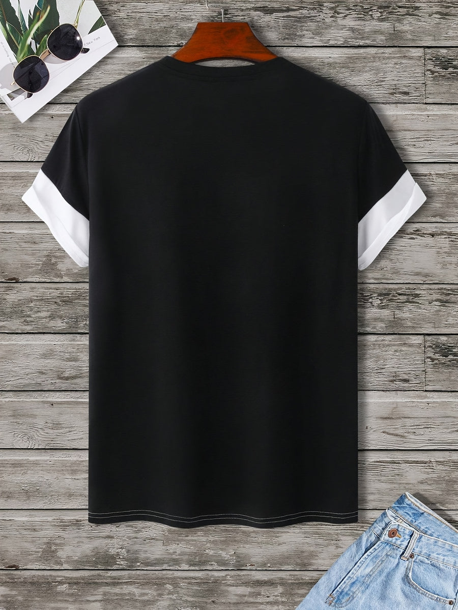 Men'S Color-Blocked T-Shirt Made of 100%, 180G, Featuring Solid Short Sleeves. Ideal for Summer And Suitable for All Seasons, This High-Quality, Comfortable, And Well-Fitting Casual Sportswear Is Factory-Made for Men - Mixed Color 2