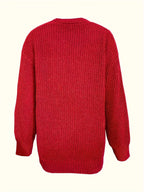 Women'S Autumn Winter New V-Neck Single Button Long Sleeve Solid Color Cardigan - Brick Red