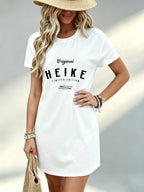 Printed Design Not Textured, Casual Style, Women Dress, Heike Limited Edition Graphic Print, Summer Beach Outing, Gift for Girlfriend, 100 Percent Polyester - White
