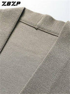 ZBZP Autumn/Winter Knitted 3D V-Neck Solid Color Sweater, Basic Knit Cardigan, Men's Fashion Knitwear Long-Sleeve Outerwear 10719 - Khaki