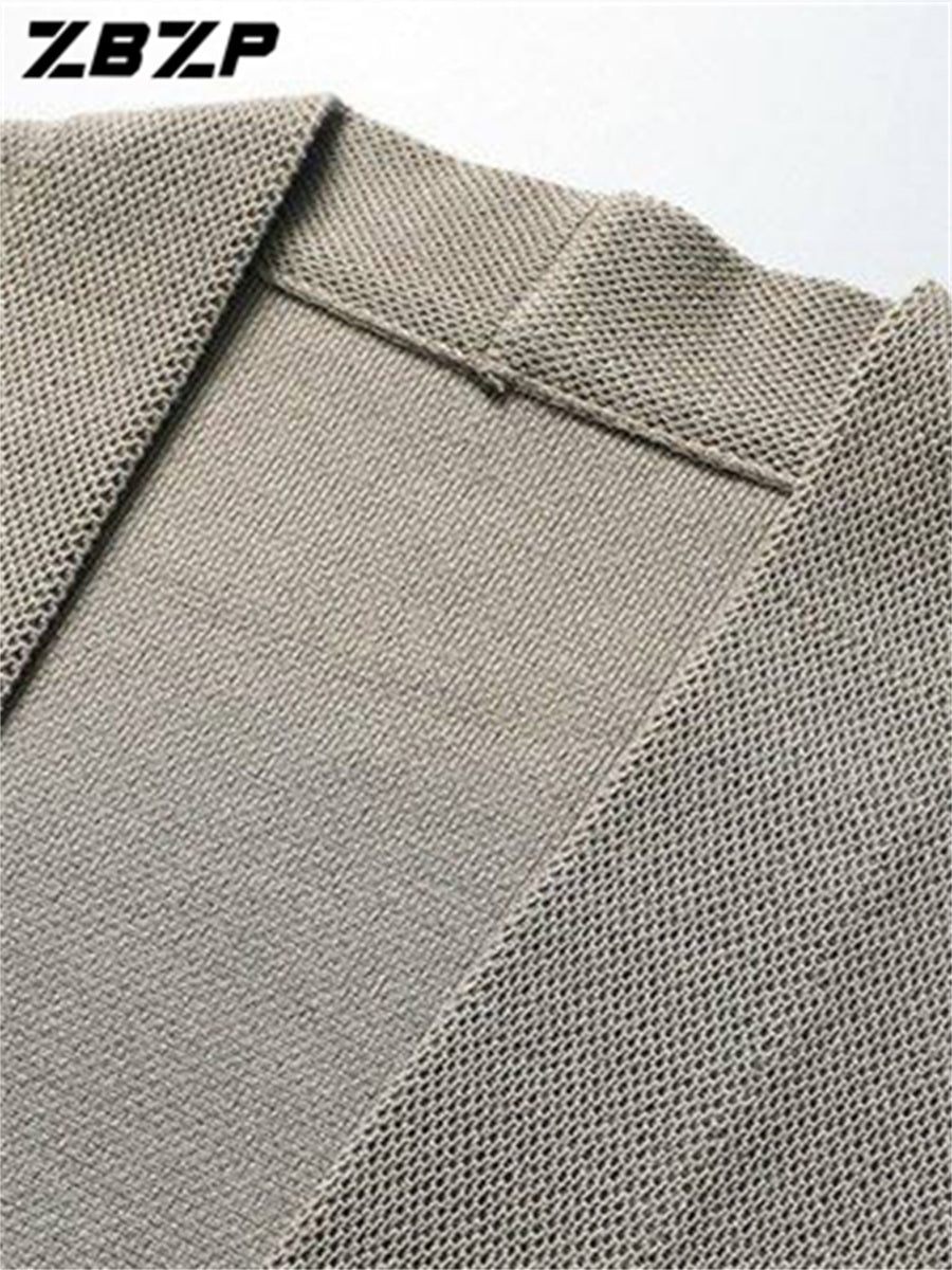 ZBZP Autumn/Winter Knitted 3D V-Neck Solid Color Sweater, Basic Knit Cardigan, Men's Fashion Knitwear Long-Sleeve Outerwear 10719 - Khaki