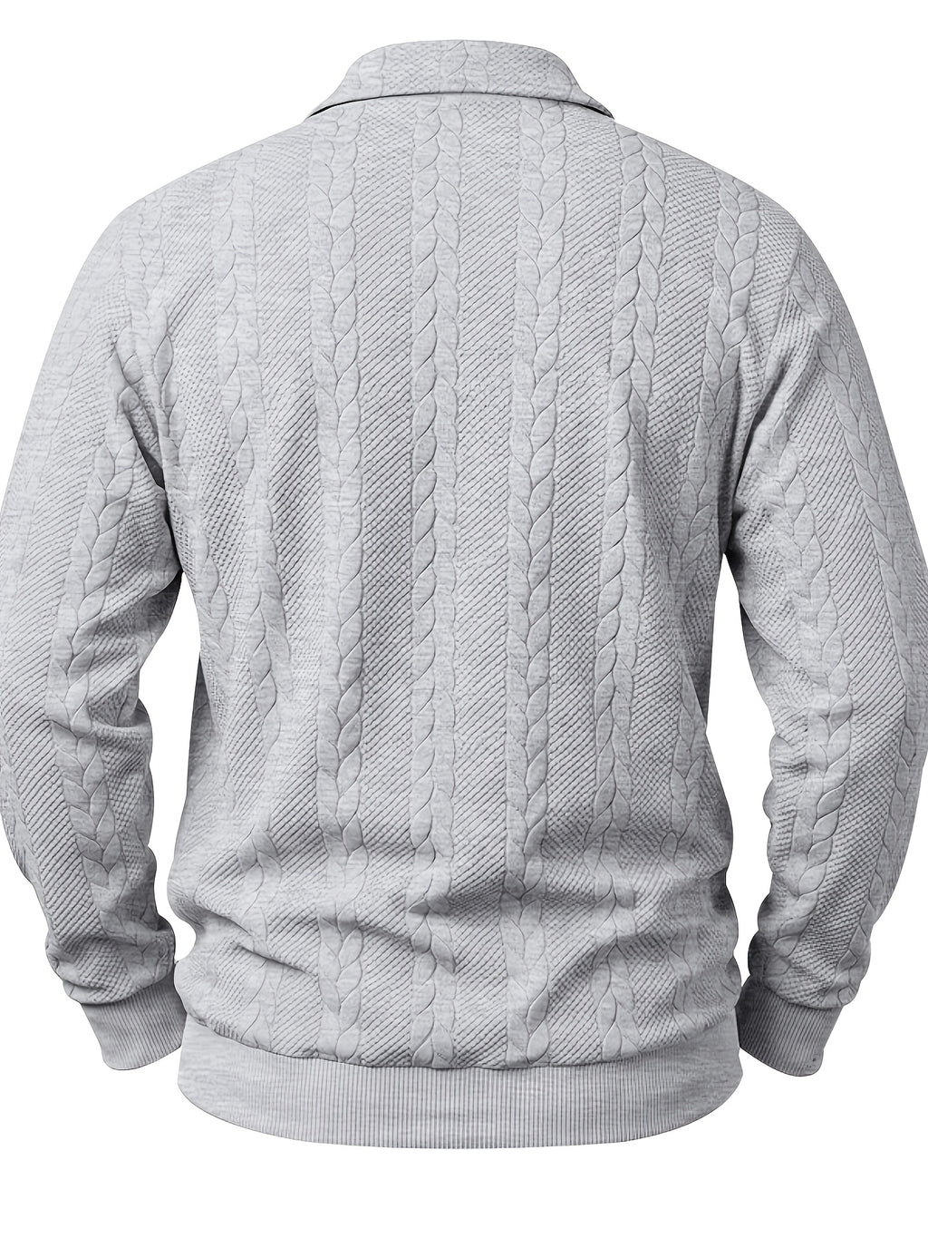 1pc Autumn Men'S Long Sleeve Plaid POLO Shirt Solid Stripe Retro Style Outdoor Sports Casual Pullover Top - Grey