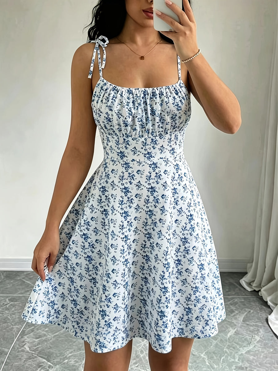 Women's Spring & Summer Sexy Vacation Dress, Allover Floral with Lace Details, Suitable for Romantic Occasions, Balls, Birthday Parties, Elegant Outfits, Casual Fashion, Y2K Style, Club Wear, Backless Design - Multicolor
