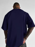 Men'S Short Sleeve T-Shirt, 100% Fabric, Loose Fit, Fashion Casual Round Neck Top, Spring Summer Outdoor Apparel for Men, Tops for 11 Holidays - Royal Blue