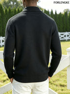 FORLENGKE Autumn And Winter Men'S Stylish Crew-Neck Knit Sweater with Full Checkered Texture, Jacquard Long-Sleeve Sweater, Comfortable Knit Top for Autumn And Winter, Casual Outings, Shopping, And Party Atmosphere Men'S Pullover Knit - Black