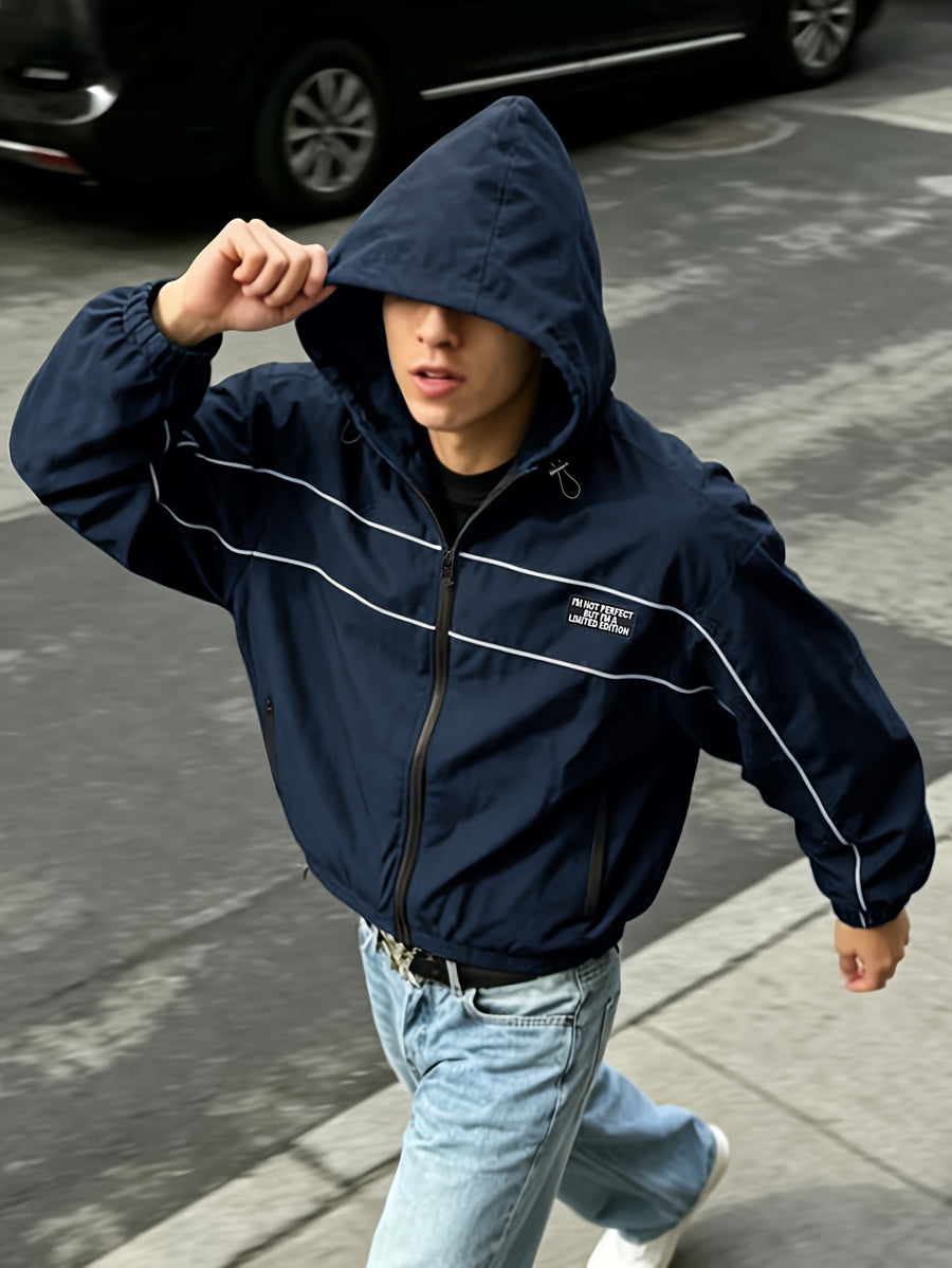 Men'S New Top Jacket All-Match Trendy Comfortable Outdoor Sports Travel High Street Fashion Easy Good-Looking Loose Jacket - Deep Blue