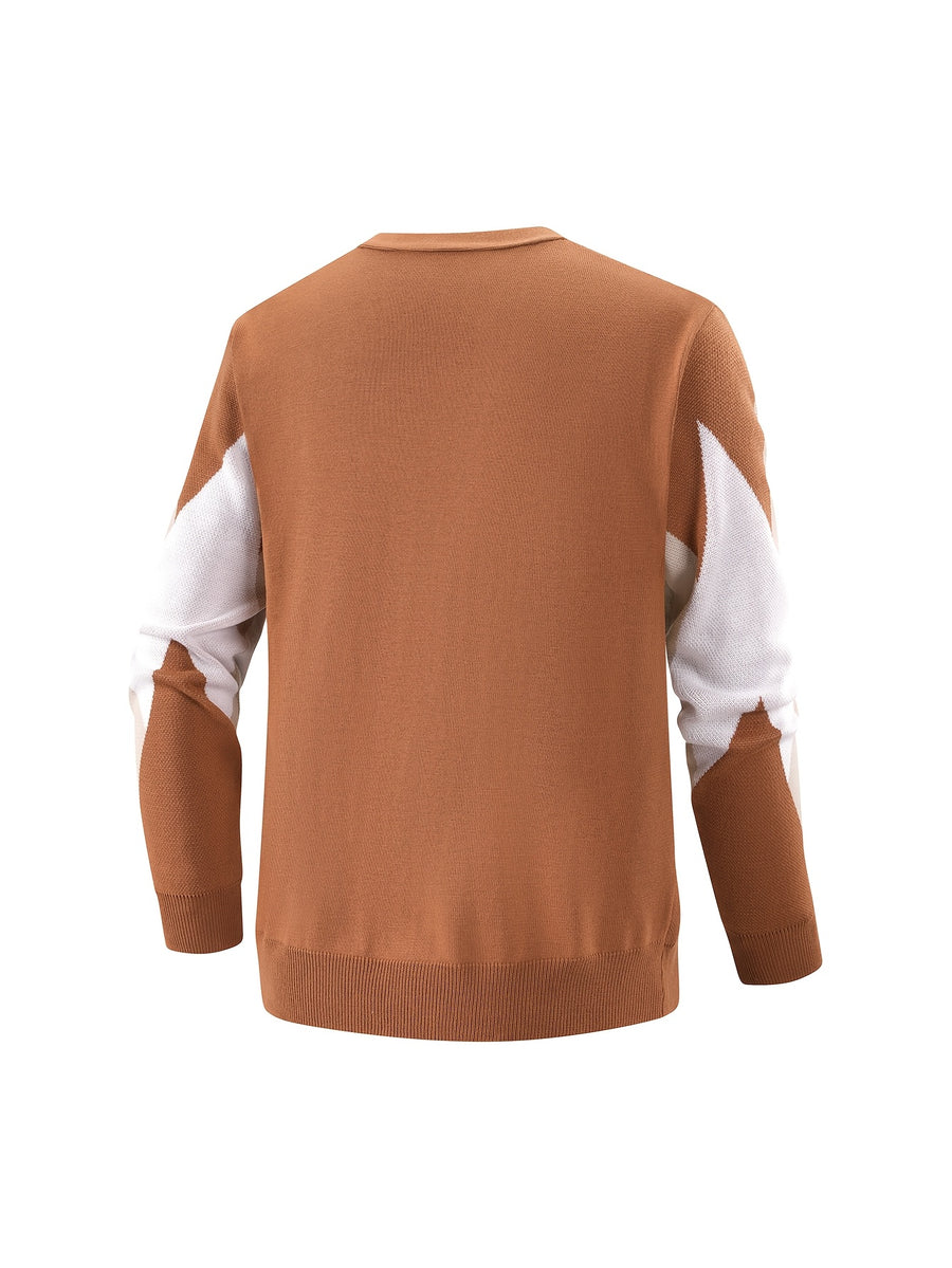 Men'S Autumn Winter Knit Cardigan, Long Sleeve Round Neck Button-Up Sweater Jacket, Casual Loose All-Match Knitwear - Coffee Color