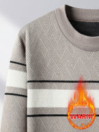 Minimalist Urban Fleece Round Neck Sweater Warm Daily Commute, Knit - Camel