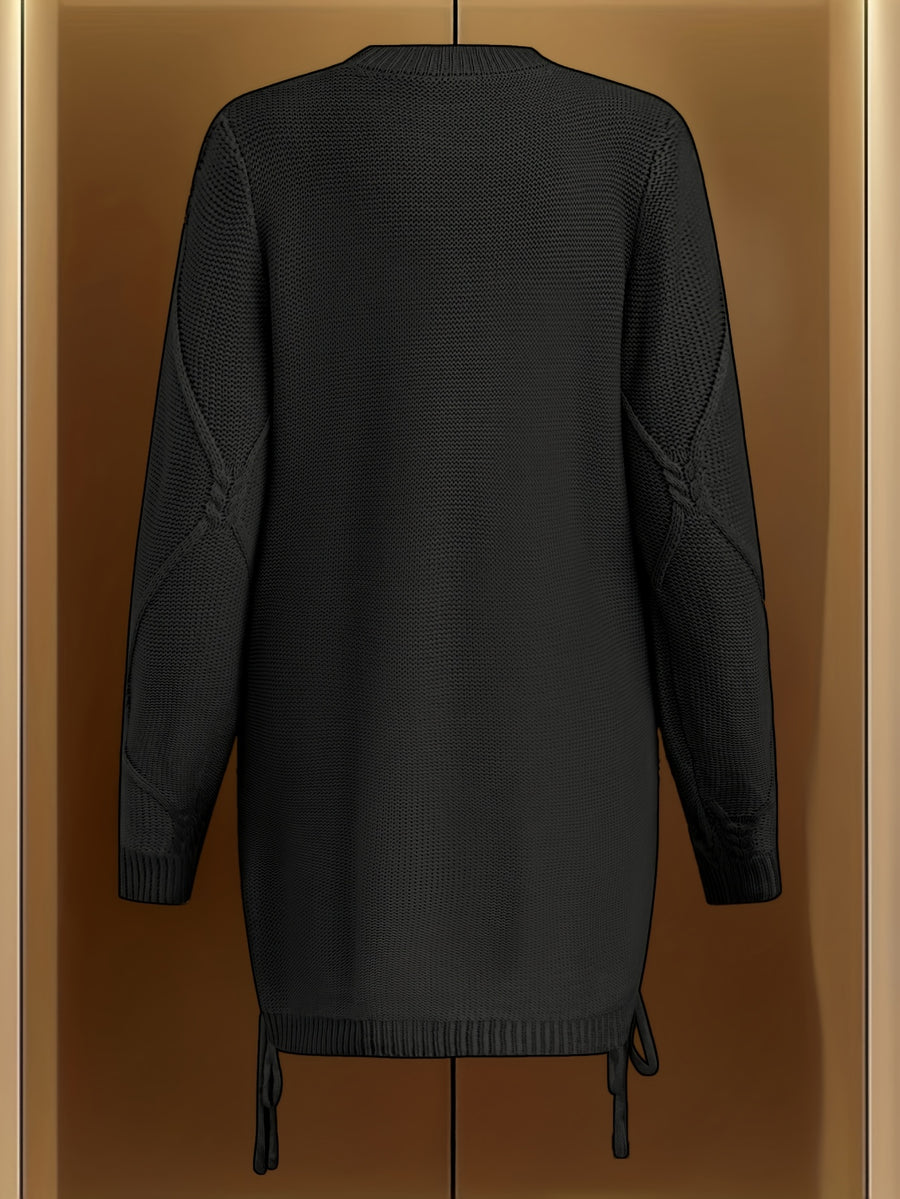 Vika Xiang Style Trendy Cable Sweater for Creating a Focus Look in Autumn and Winter Fashion - Black