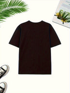 Minimalist Hand-Drawn Numerals and  Letter Creative Front and Back Print Fashionable Men's Casual Versatile #Commute #Leisure #Home #Office #Trendy Streetwear Fashion Item Crew Neck Heavyweight Pure Cotton T-Shirt - Black