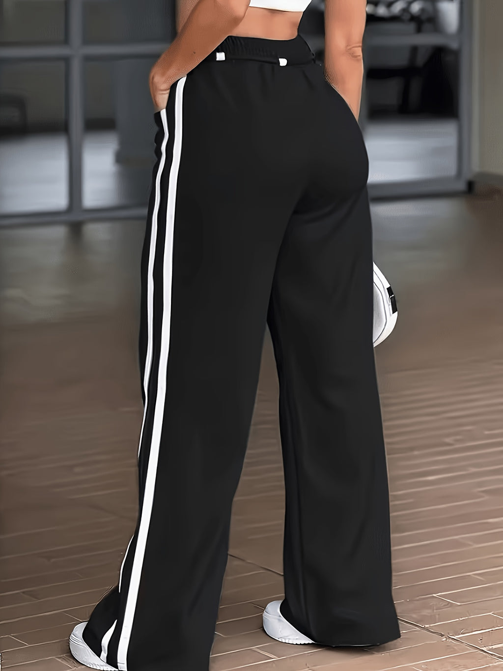 Women's Fashion - Long Trousers - Unique Waist Design for a Look, Daily Commute Style, Elegant, Fashionable, and Casual, Versatile for and All-Match Outfits, Suitable for Outdoor S, Japanese, Korean, European, and American Styles, Four Seasons - Black