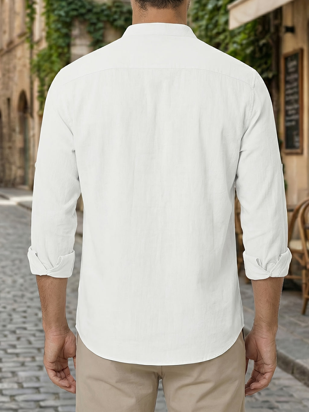 Men'S Four Seasons Casual Long Sleeve Shirt - Snow White