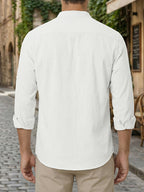 Men'S Four Seasons Casual Long Sleeve Shirt - Snow White