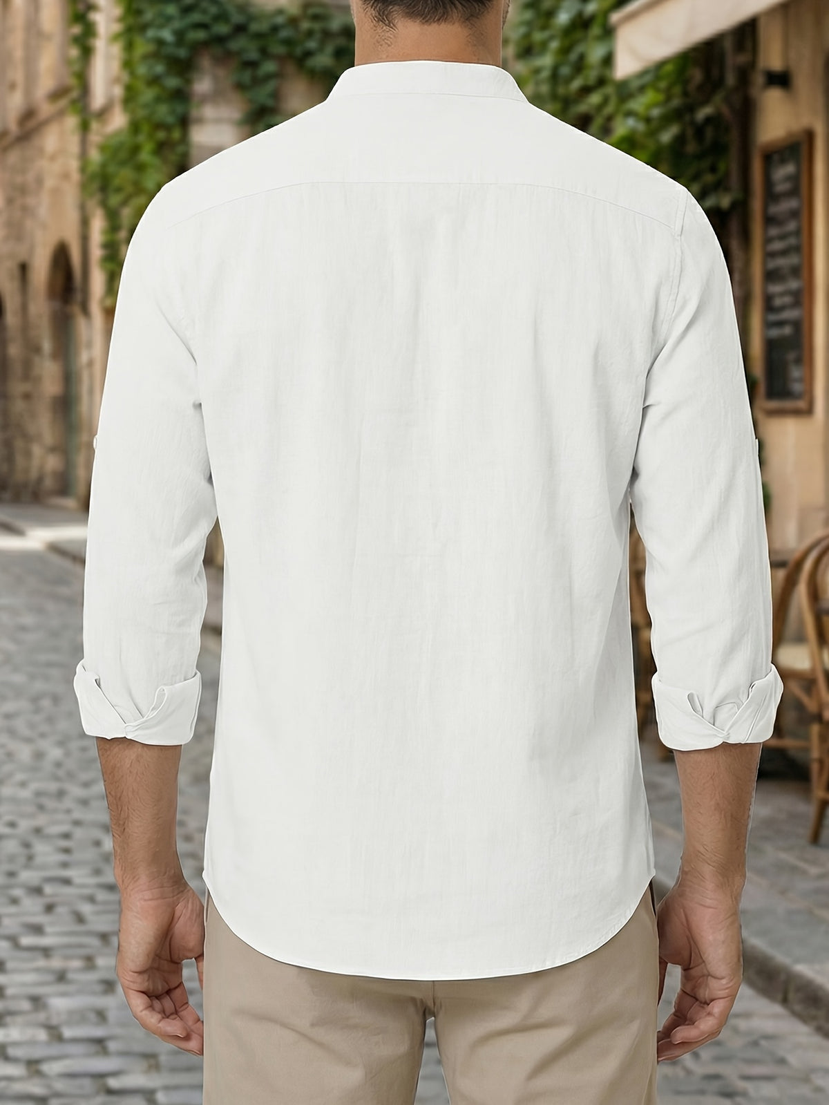Men'S Four Seasons Casual Long Sleeve Shirt - Snow White